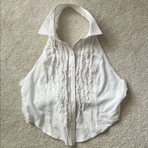 Forever 21 tuxedo backless White Sleeveless Blouse S